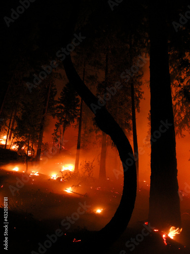 Fire blazing at night in California