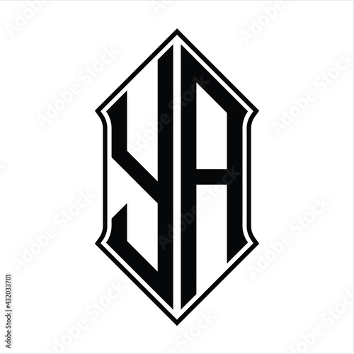 YA Logo monogram with shieldshape and outline design template vector icon abstract