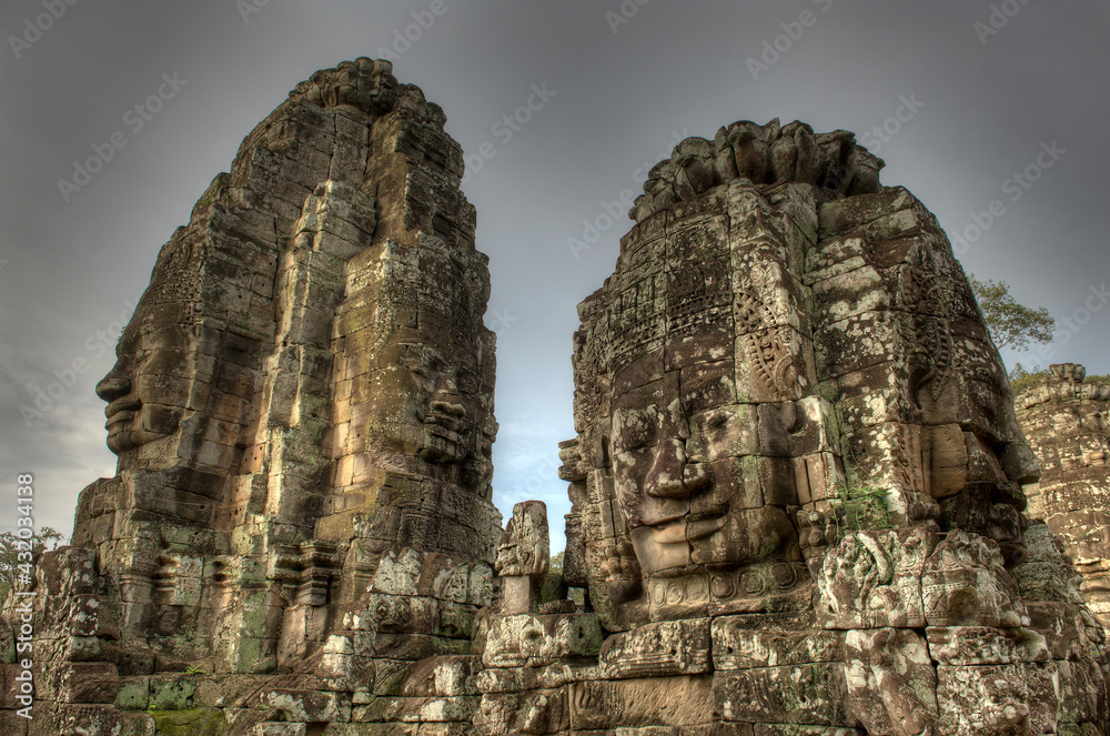 Sunset at The Bayon Temple located at Angkor in Cambodia Sunset at The Bayon Temple located at Angkor in Cambodia
