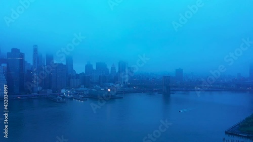 Wallpaper Mural Brooklyn Bridge and Downtown foggy morning Torontodigital.ca