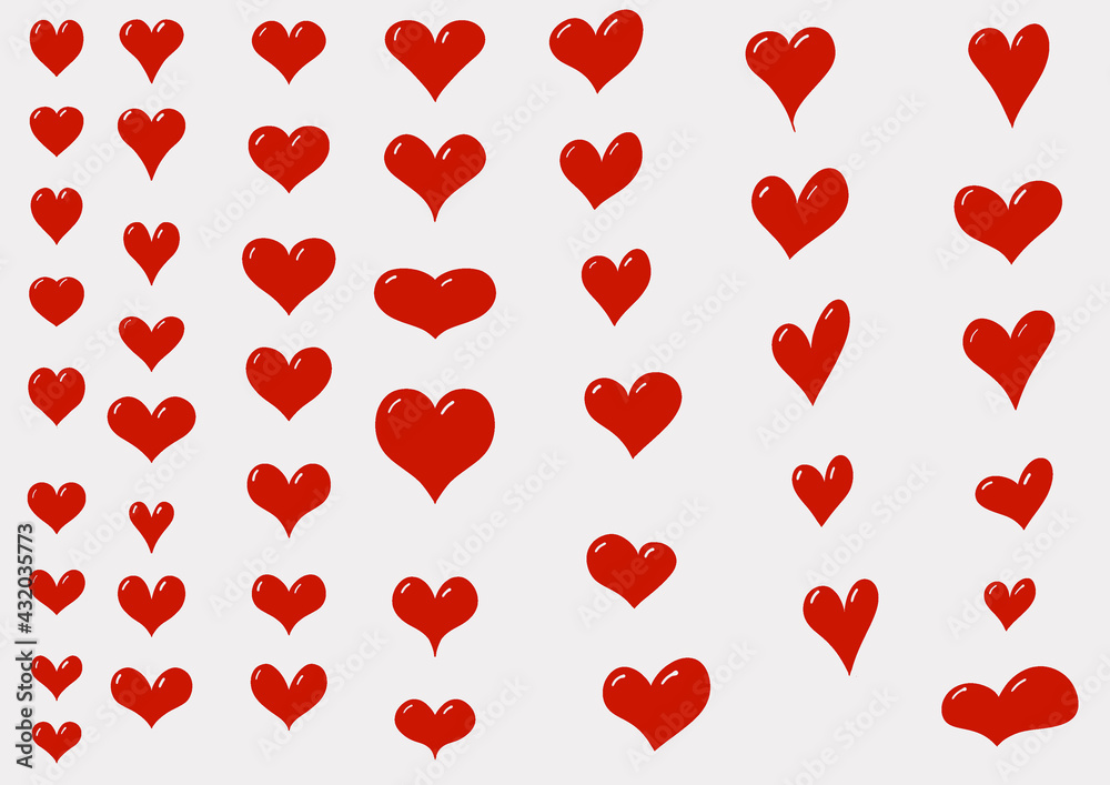 Many red hearts with dark red fill and highlights Many red hearts with dark red fill and highlights