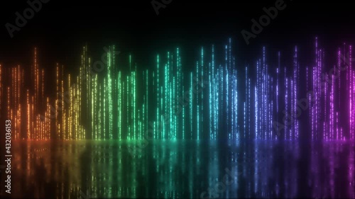 Rising Particles Background Loop in RGB Color Style over Wet floor