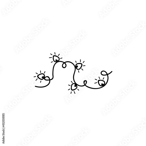 Single hand drawn garland. Vector illustration in doodle style.