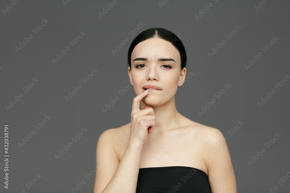 Young beautiful woman face close-up Young beautiful woman face close-up