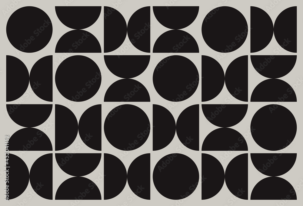 Geometry abstract shapes bauhaus design. Minimal geometric monochrome poster, flat retro style vector illustration
