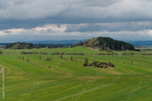 Green spring fields of Podhale Region in Poland