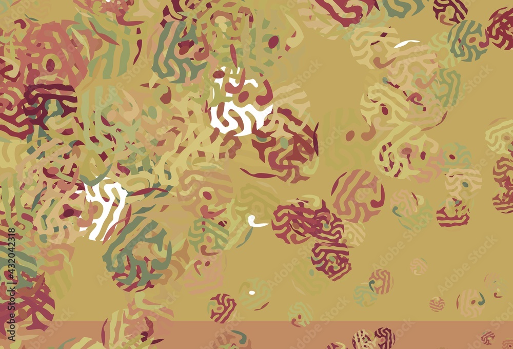 Fototapeta premium Light Green, Red vector texture with abstract forms.