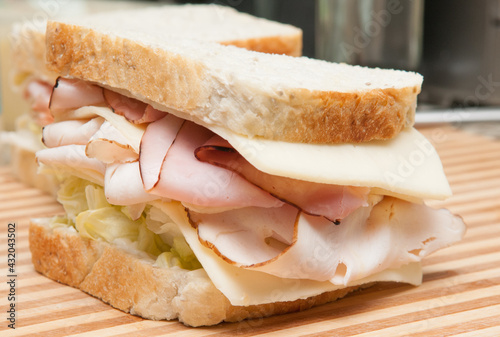 turkey sandwich on white bread photo