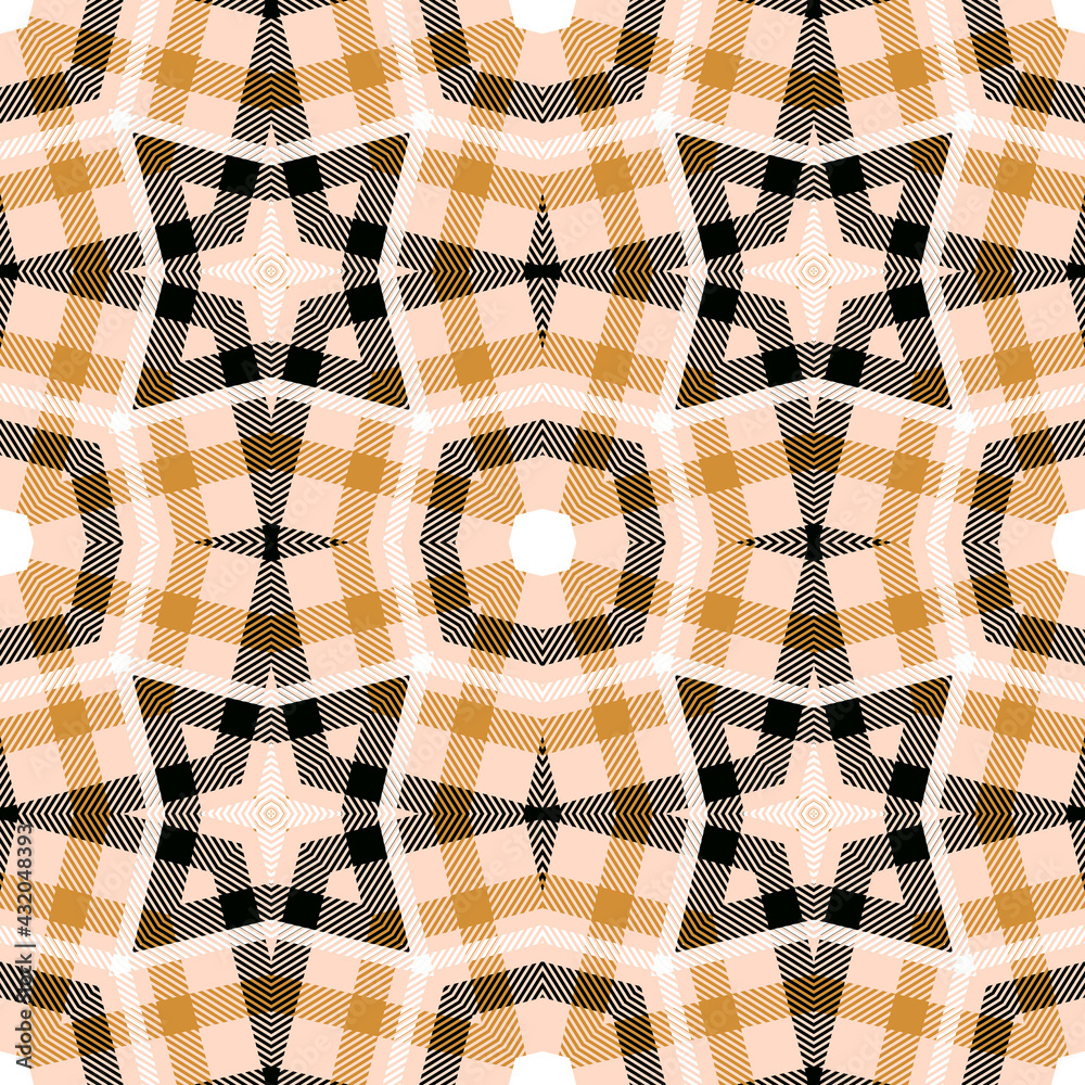 Modern scottish style striped seamless pattern. Tartan colorful vector background. Grunge geometric repeat backdrop. Tribal ethnic abstract ornament with stripes, zigzag lines, stars, geometry shapes Modern scottish style striped seamless pattern. Tartan colorful vector background. Grunge geometric repeat backdrop. Tribal ethnic abstract ornament with stripes, zigzag lines, stars, geometry shapes