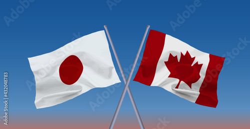 カナダと日本の国旗