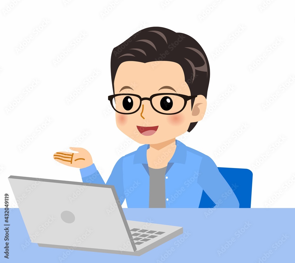 メガネを掛けた若い男性 メガネを掛けた若い男性