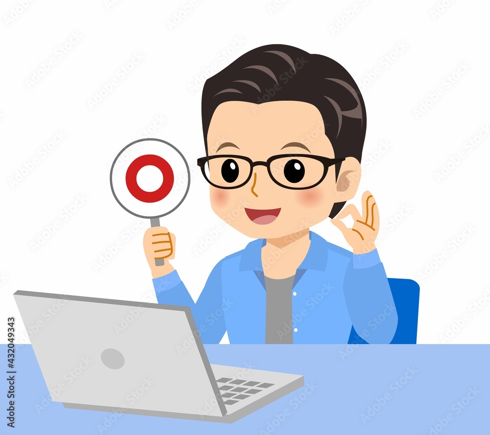 メガネを掛けた若い男性 メガネを掛けた若い男性