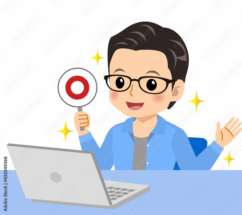 メガネを掛けた若い男性 メガネを掛けた若い男性