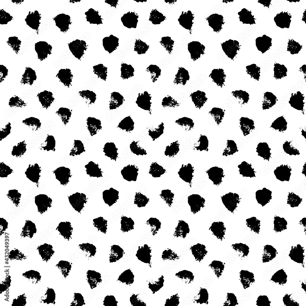 Polka dot grunge seamless vector pattern. Circle brushstrokes and rounded shapes. Hand drawn abstract ink background. Smears, circles, dots, splotches, blobs. Abstract wallpaper design, textile print Polka dot grunge seamless vector pattern. Circle brushstrokes and rounded shapes. Hand drawn abstract ink background. Smears, circles, dots, splotches, blobs. Abstract wallpaper design, textile print