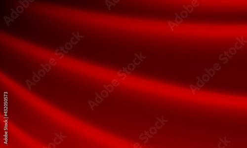 Luxury red curtains. Smooth silk fabric texture. Vector illustration.