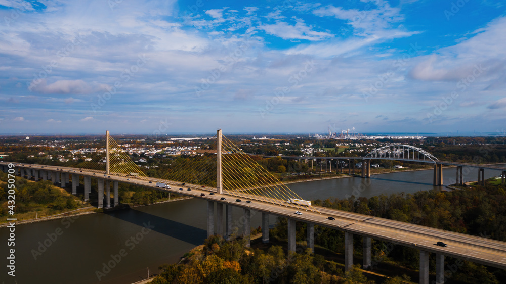 Aerial of Route 1 Cable-Stayed Suspension Bridge / Roth Bridge - Chesapeake & Delaware Canal - Delaware Aerial of Route 1 Cable-Stayed Suspension Bridge / Roth Bridge - Chesapeake & Delaware Canal - Delaware
