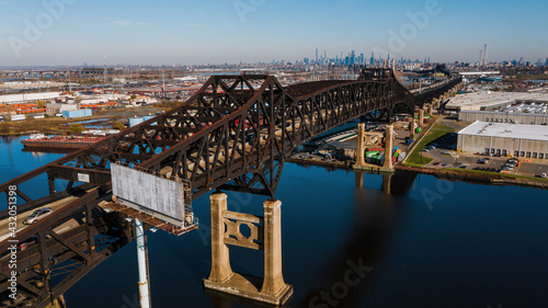 Aerial of Historic Pulaski Skyway - Hackensack River - New Jersey photo