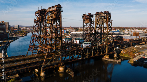 Aerials of Rusty Dock Bridge for Amtrak - Passaic River - Newark, New Jersey photo