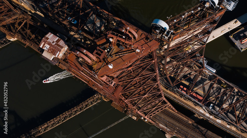 Slika na platnu Aerials of Rusty Pennsylvania Railroad Harsimus Branch & NJ Route 7 Lift Bridges