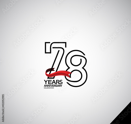 78 years anniversary logotype simple design with red ribbon can be use for company celebration, greeting card and invitation photo