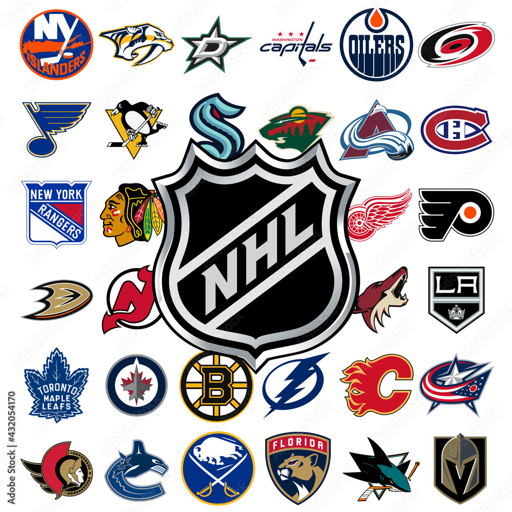 Logo of All National Hockey League Teams. Nhl Team Editorial Stock