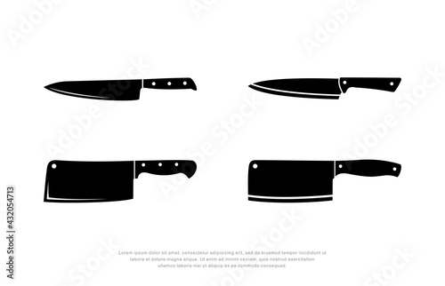 Kitchen knives set icon design template vector.
