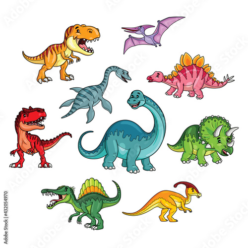 Fototapeta Naklejka Na Ścianę i Meble -  Illustration cartoon of cute dinosaurs collection set.