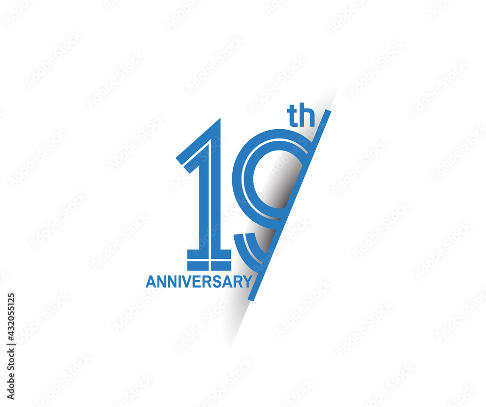 19 anniversary blue cut style isolated on white background can be use for company celebration moment 19 anniversary blue cut style isolated on white background can be use for company celebration moment