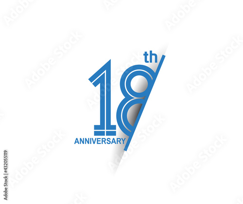 18 anniversary blue cut style isolated on white background can be use for company celebration moment