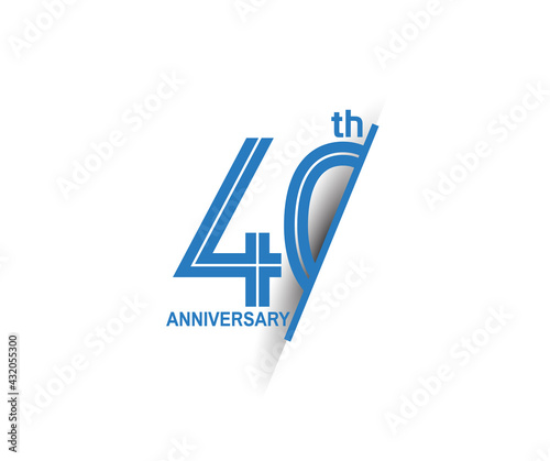 40 anniversary blue cut style isolated on white background can be use for company celebration moment