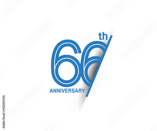 66 anniversary blue cut style isolated on white background can be use for company celebration moment