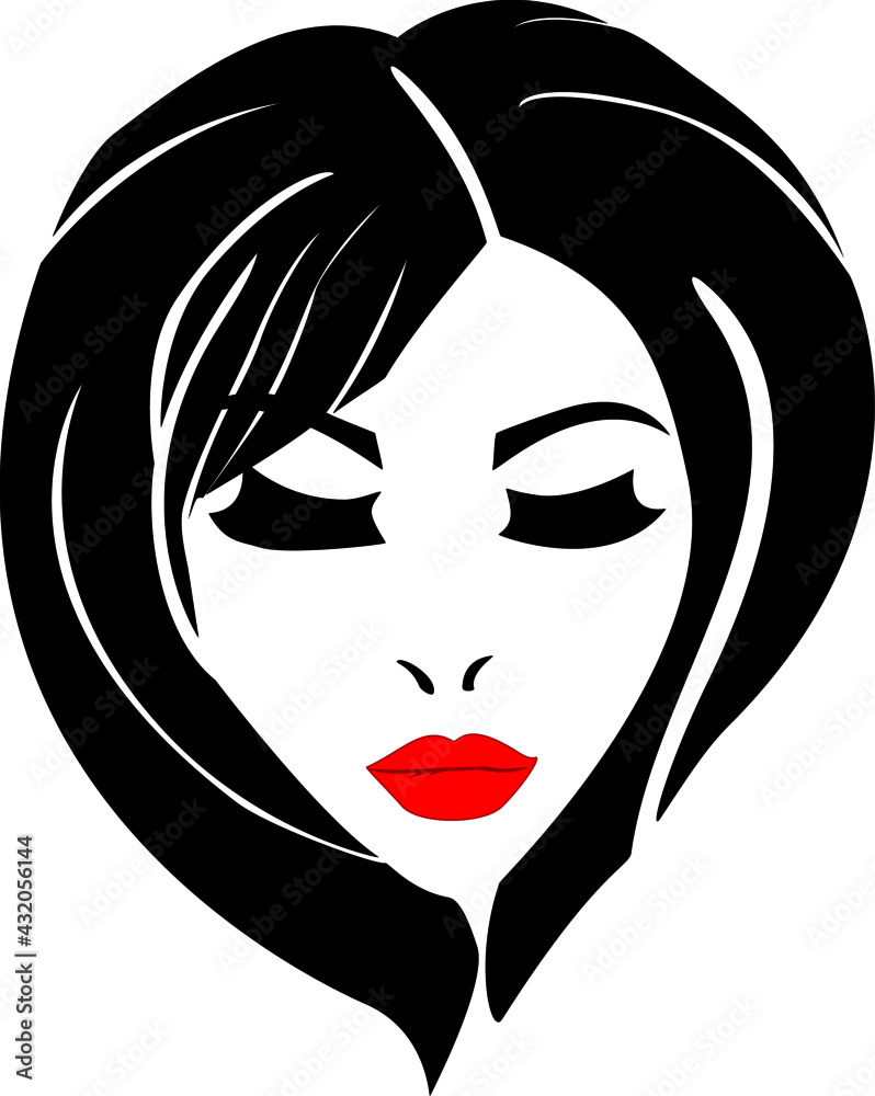 Stylish women with red lips and black hair Stylish women with red lips and black hair