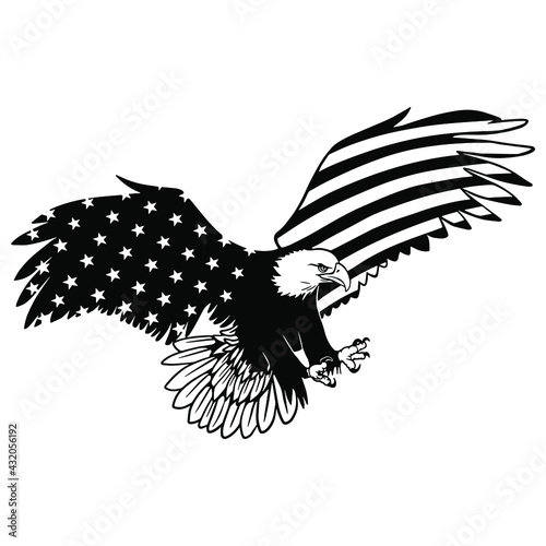American Bald Eagle,Wings American flag, Bird Flying Claw Animal Government Law Mascot Detailed Logo. Clipart Vector Cut Cutting