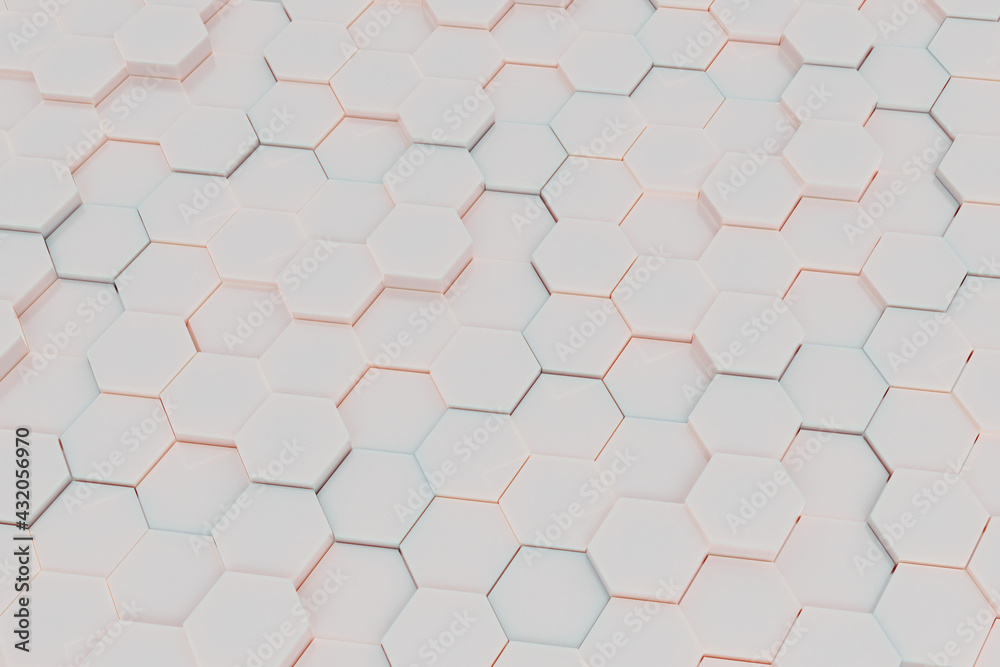 Fototapeta premium Hexagon tile background pattern. 3d render