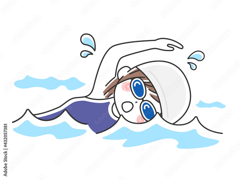 プールで泳ぐ女性のイラスト Stock Vector Adobe Stock