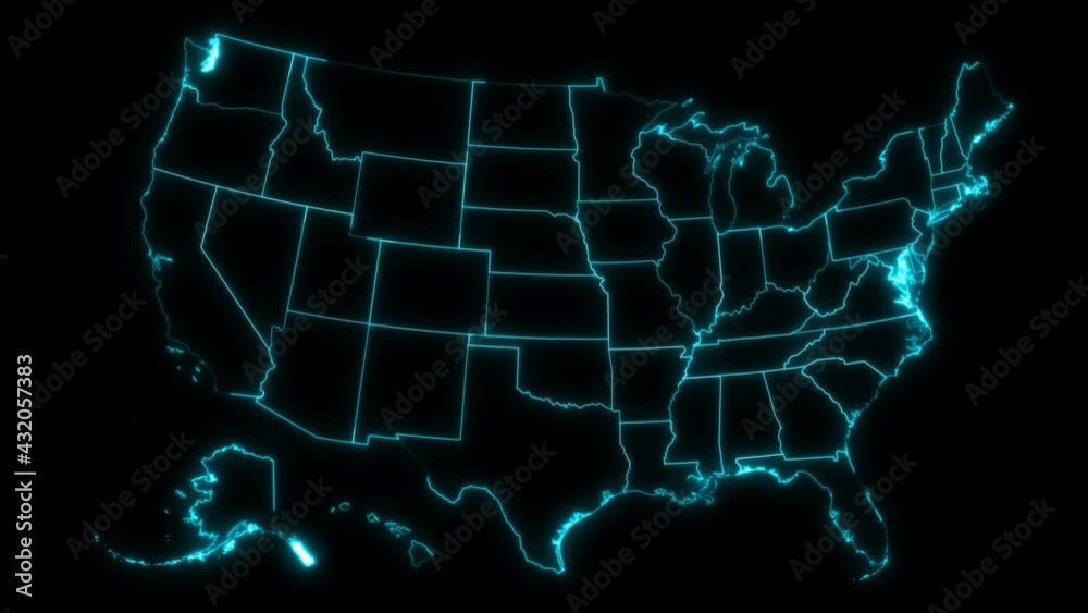 Animated Outline Map of United States of America with States