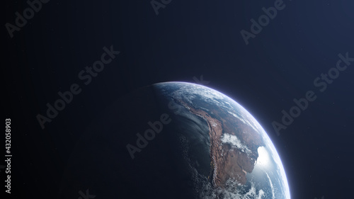 Earth from space South America Amazon rainforest Chile  Brazil  Peru  Bolivia  Colombia  - 3D Illustration Rendering