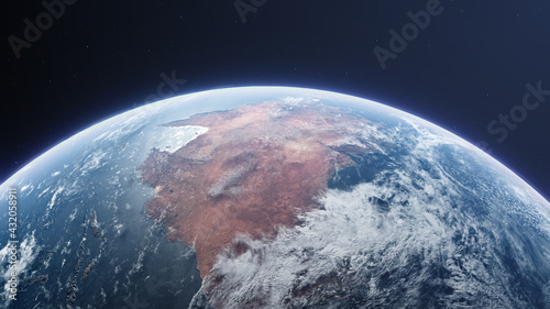 Fototapeta Naklejka Na Ścianę i Meble -  Australia from Space, Planet Earth featuring the Australian continent - 3D Illustration Rendering