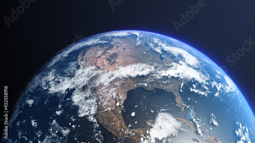 Fototapeta Naklejka Na Ścianę i Meble -  USA America from Space, Planet Earth featuring the North American continent - 3D Illustration Rendering