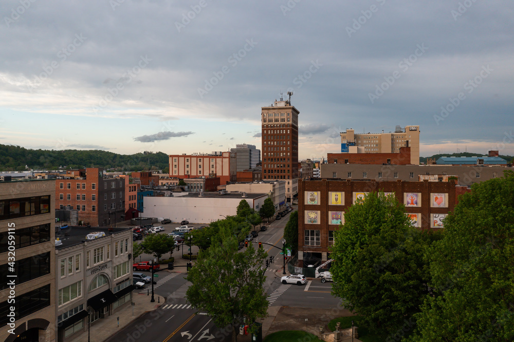 Aerial of Downtown Huntington, West Virginia