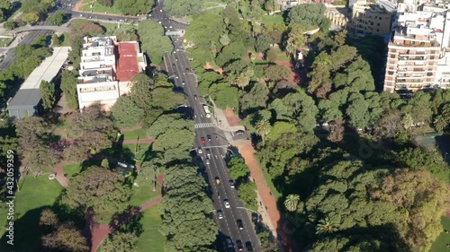 AERIAL - Recoleta Libertador Avenue, Buenos Aires, Argentina, wide circle pan photo