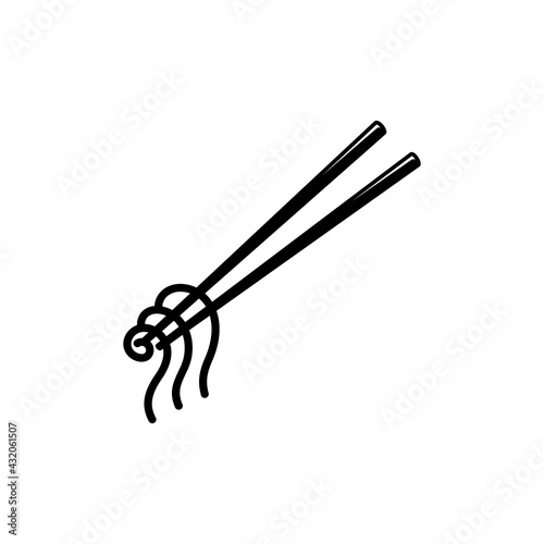 noodle logo design with flat black color style