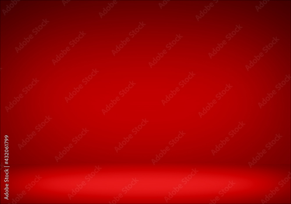 Red empty floor gradient color abstract background.for background and wallpaper Christmas,Valentine festival of Love...