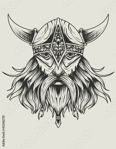 illustration vector monochrome viking head