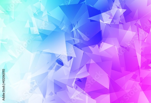 Light Pink, Blue vector shining triangular background.