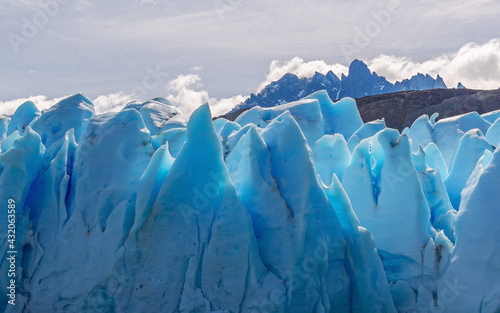Grey Glacier close up by Lago Grey lake, Torres del Paine national park, Patagonia, Chile. photo