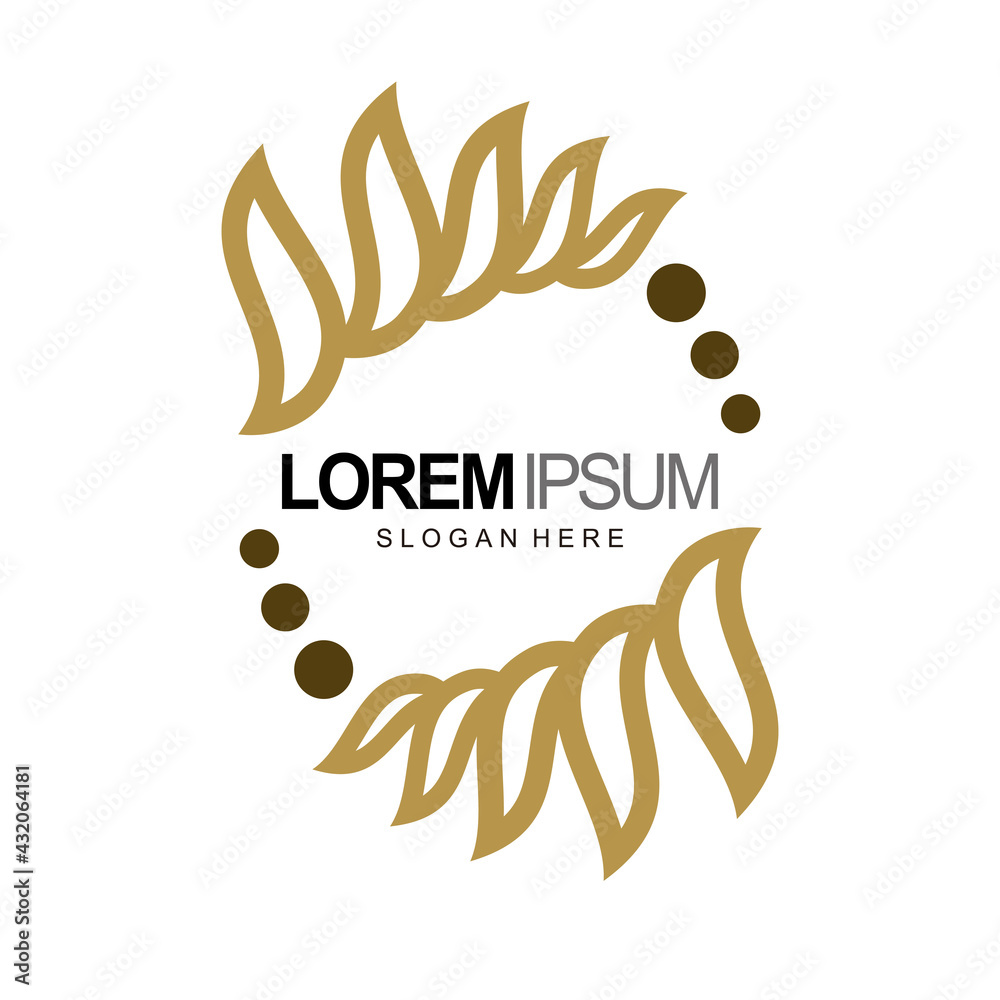 Obraz premium frame leaf logo design in flat brown color style