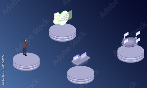Assets under management concept on abstract design