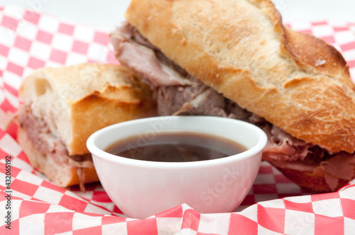 Canvas Print french beef dip sandwich au jus