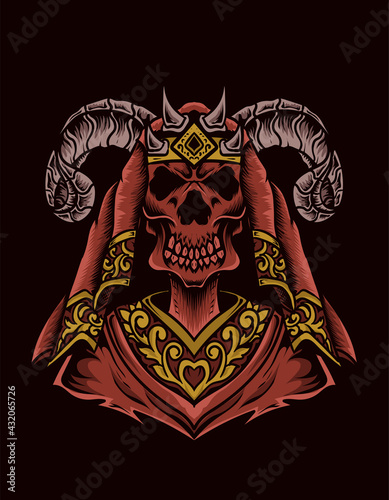 illustration vector scary demon king skull